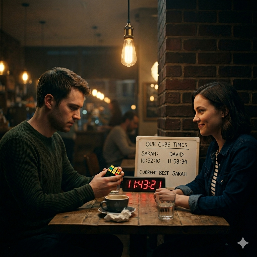 Two cubers on a date, comparing solve times